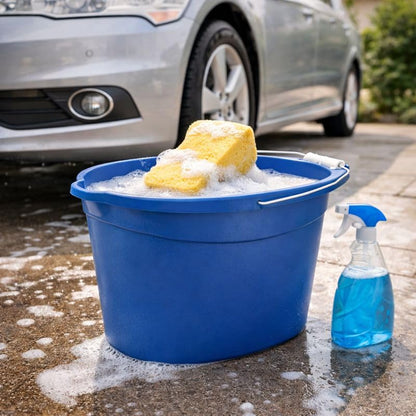 Plastic 12 Quart Oval Bucket, Blue – Multi-Purpose Utility Pail for Cleaning, Storage, Rinsing, Home, Garage, Laundry, Car Wash, Indoor Outdoor Use