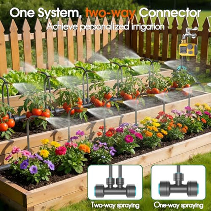98FT 1/2" Drip Irrigation System Kit with Water Timer for Garden | Automatic Watering System with 20pcs 360° Adjustable Copper Nozzles, irrigation system for garden,Yard, Lawn,Greenhouse