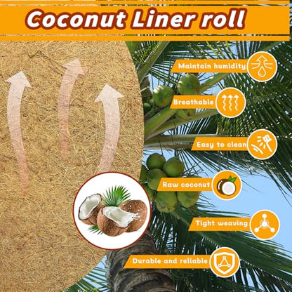 Hamiledyi 78.7x11.8in Reptile Carpet Coconut Fiber Substrate Large Snake Bedding Coco Liner Roll Mat for Bearded Dragon Tortoise Lizard Habitat Pad Garden Decoration - size: 11.8x78.7inch