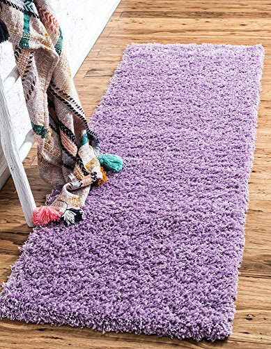 Unique Loom Solid Shag Collection Area Rug (2' x 6' 5" Runner, Lilac) - color: Lilac, size: 2' x 6'5" (Runner)