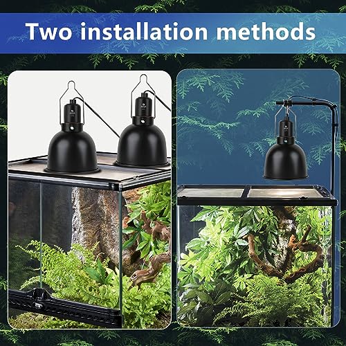Reptile Light Fixture, 5.5 inch Optical Reflection Shallow Dome Heat Lamp Fixture, UVB Heat Basking Lamp Fixture for Amphibian Reptile Terrariums - size: 5.5in Shallow Dome