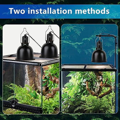 Reptile Light Fixture, 5.5 inch Optical Reflection Shallow Dome Heat Lamp Fixture, UVB Heat Basking Lamp Fixture for Amphibian Reptile Terrariums - size: 5.5in Shallow Dome