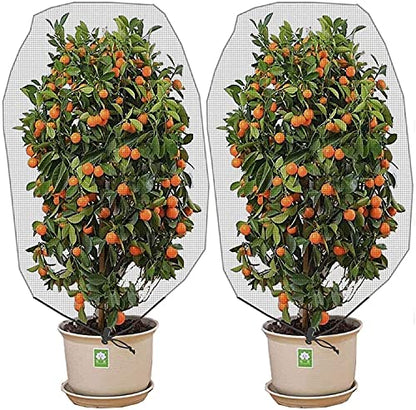 Alpurple 2 Pcs Insect Bird Barrier Netting Mesh with Drawstring- 4.9 x 3.2 Ft Garden Bug Netting Plant Cover- Fruit Tree Net for Protect Plant Fruits Citrus Flower from Insect Bird Eating | 4.9 x 3.2 Ft Garden Netting Pest Barrier, Fruit Tree Net for Prot