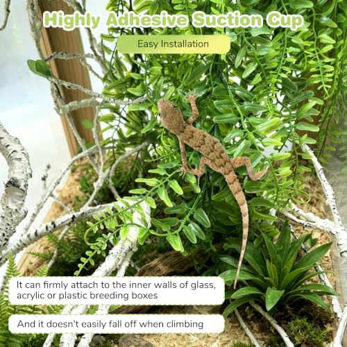 PINVNBY Reptile Plants Hanging Fake Vines Boston Climbing Terrarium Plant with Suction Cup for Bearded Dragons Lizards Geckos Snake Pets Hermit Crab and Tank Habitat Decorations (4 Pack) - size: 4PCS
