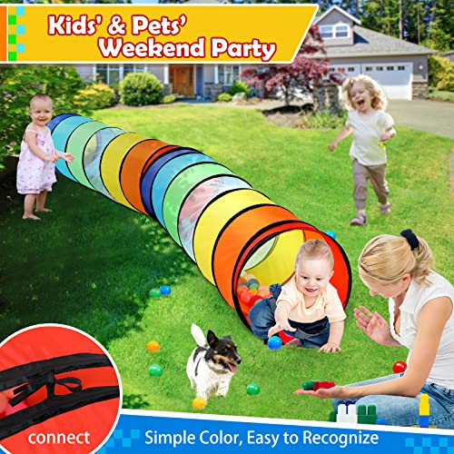 PigPigPen Kids Tunnel for Toddlers,Pop Up Play Tunnel Tent for Babies or Dogs, Indoor & Outdoor Toys for Kids Backyard Playset (Rainbow Play Tent) - style: Rainbow play tent