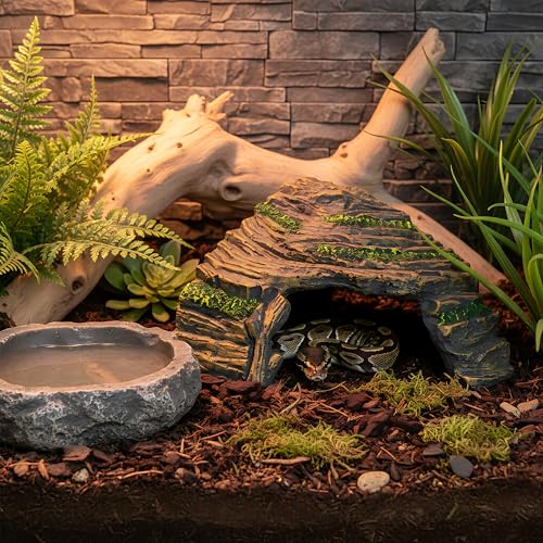 Reptile Hideout Cave - Bearded Dragon Rocks Tank Decor | Resin rock hideout provides a natural shedding aid and secure sanctuary, perfectly sized for bearded dragons.
