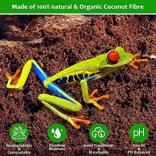 Riare 6 Pack Natural Coconut Fiber Substrate for Reptile- Premium Compressed Coconut Husk Terrarium Bedding for Reptile, Tortoise, Frogs, Snakes Hermit Crabs, Burrowing Animals - color: 6 Pack