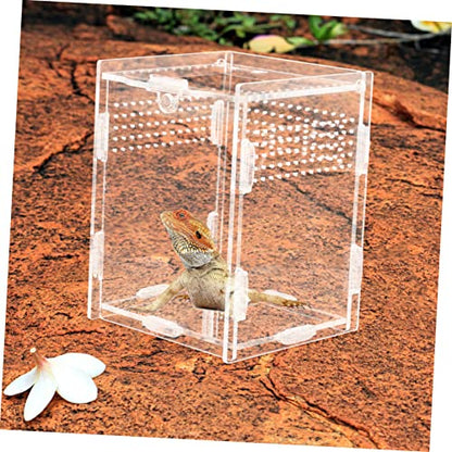 LIOOBO Acrylic Reptile Feeding Box Observation Case for Pet Reptiles Terrarium Easy Cleaning Design