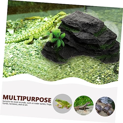 GANAZONO Aquarium Tortoise Basking Platform Multi-Functional Climbing Ramp for Aquatic Turtles Frogs Reptiles Durable Resin Decoration with Vivid Accessory for Water Turtles Lizards