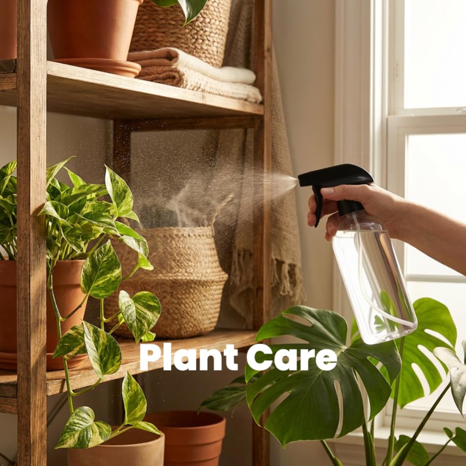 EPAuto Heavy Duty Chemical Resistant Spray Bottles with Sprayer (16 oz), Clear, 3-Pack