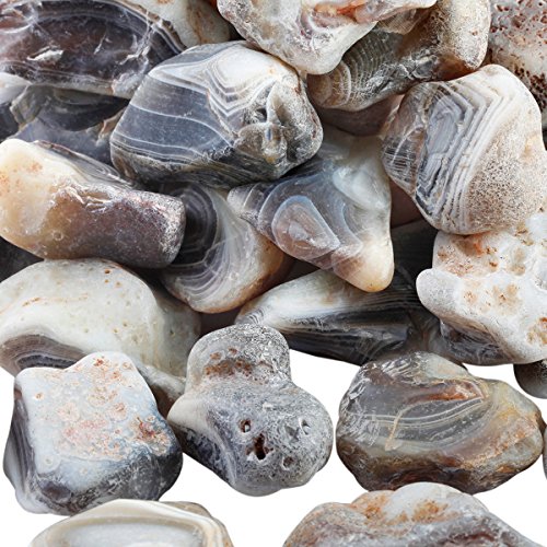 SUNYIK 1LB Natural Raw Striped Agate Stones Rock for Tumbling Cabbing | Irregular Healing Crystal Rock Stones for Aquarium, Terrarium Fish Tank, Fountain Rocks, Jewelry Making, Rock Collections - color: Striped Agate(0.8"-1.5")
