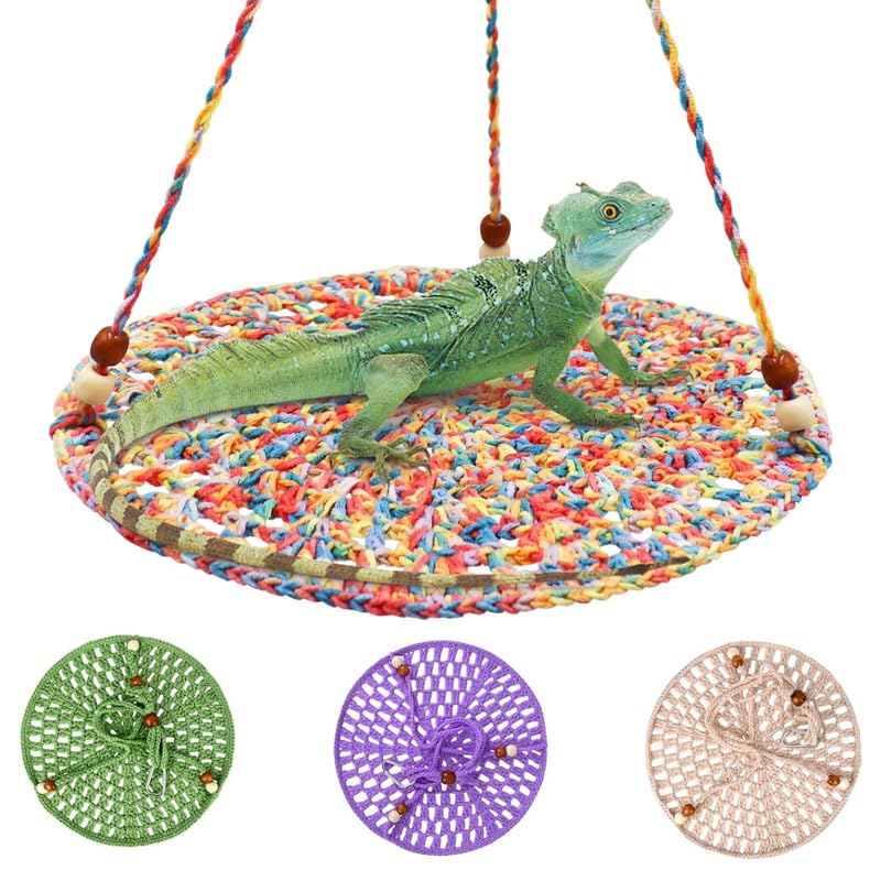 Reptile Hammock, Reptile Hammock Swing Hanging Bed for Bearded Dragon Lizard Snake Gecko Chameleon Parrot Hamster Small Pets （9.8"*17.7" Multicolor） - color: Multicolor