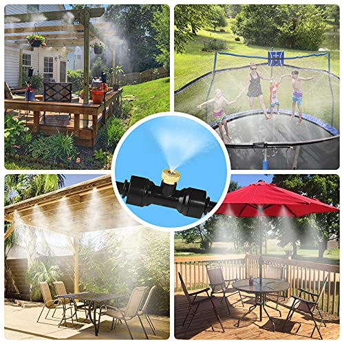75FT Misters for Outside Patio, 28 Brass Nozzles, 3/4 Inch Adapter | 23M Outdoor Misting System for Patios, Gardens & Greenhouses, Preassembled Misting Line for Flexible DIY Cooling Layouts. - size: 75FT