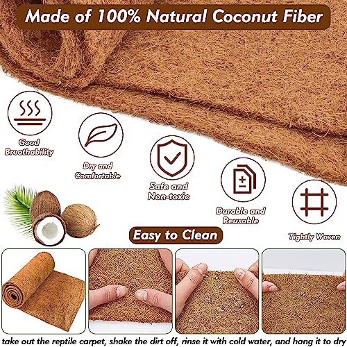 3 Rolls Reptile Carpet 24x48 Inch Coconut Fiber Mat for Tank Bedding | Natural Coconut Fiber Reptile Carpet Liner Flooring, Absorbent & Reusable For Bearded Dragons, Tortoises, Lizards & Geckos - size: 3 Pcs (24X48in)