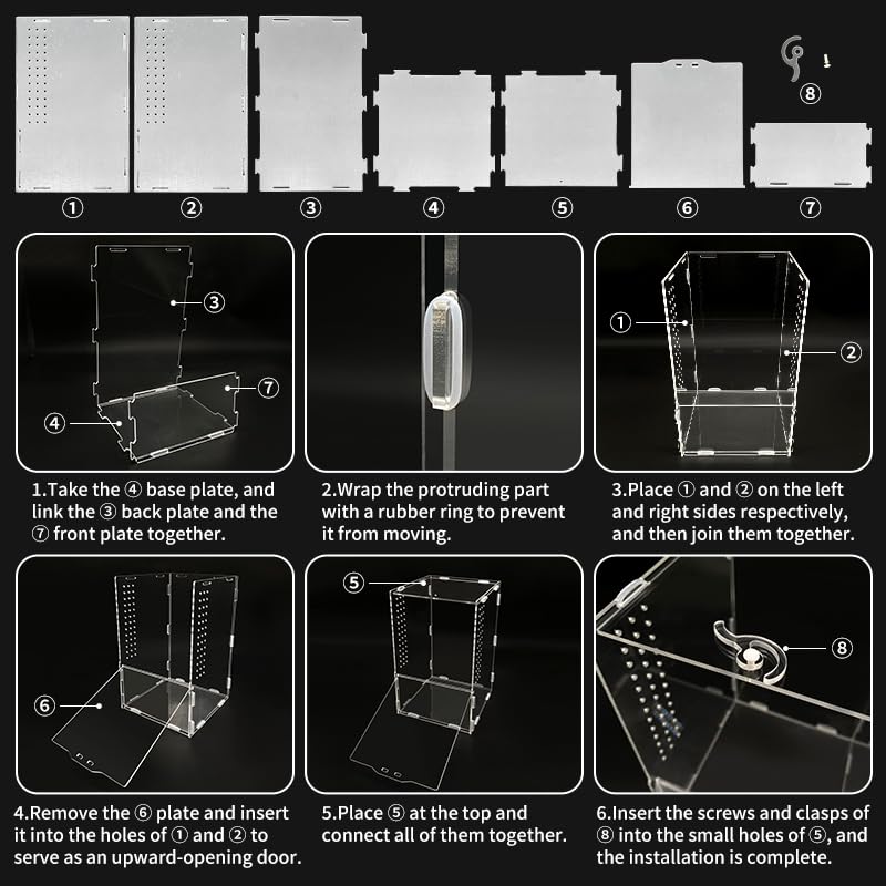 Jumping Spiders Enclosure Kit Acrylic Reptile Tarantula Enclosure Praying Mantis Habitat, Arboreal Tarantula Cribs Spider House,Critter keeper,Snail Cage,Butterfly Cage,frog terrarium(5.9"x5.9"x9.84") - size: M(5.9"x5.9"x9.84")
