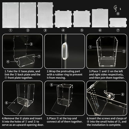 Jumping Spiders Enclosure Kit Acrylic Reptile Tarantula Enclosure Praying Mantis Habitat, Arboreal Tarantula Cribs Spider House,Critter keeper,Snail Cage,Butterfly Cage,frog terrarium(5.9"x5.9"x9.84") - size: M(5.9"x5.9"x9.84")