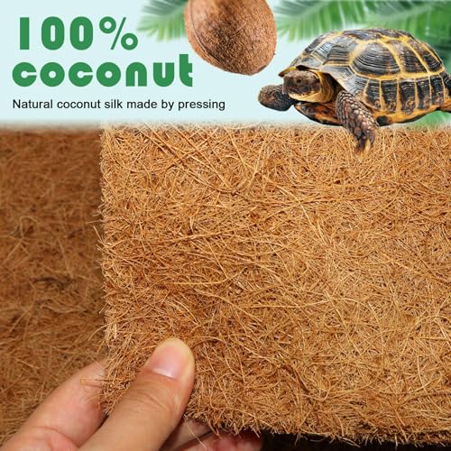 of 4 Natural Coconuts Fiber Reptiles Carpet for Tortoises and Lizards Terrariums Bedding Mat Substrate Liner Tortoises Bedding - size: L