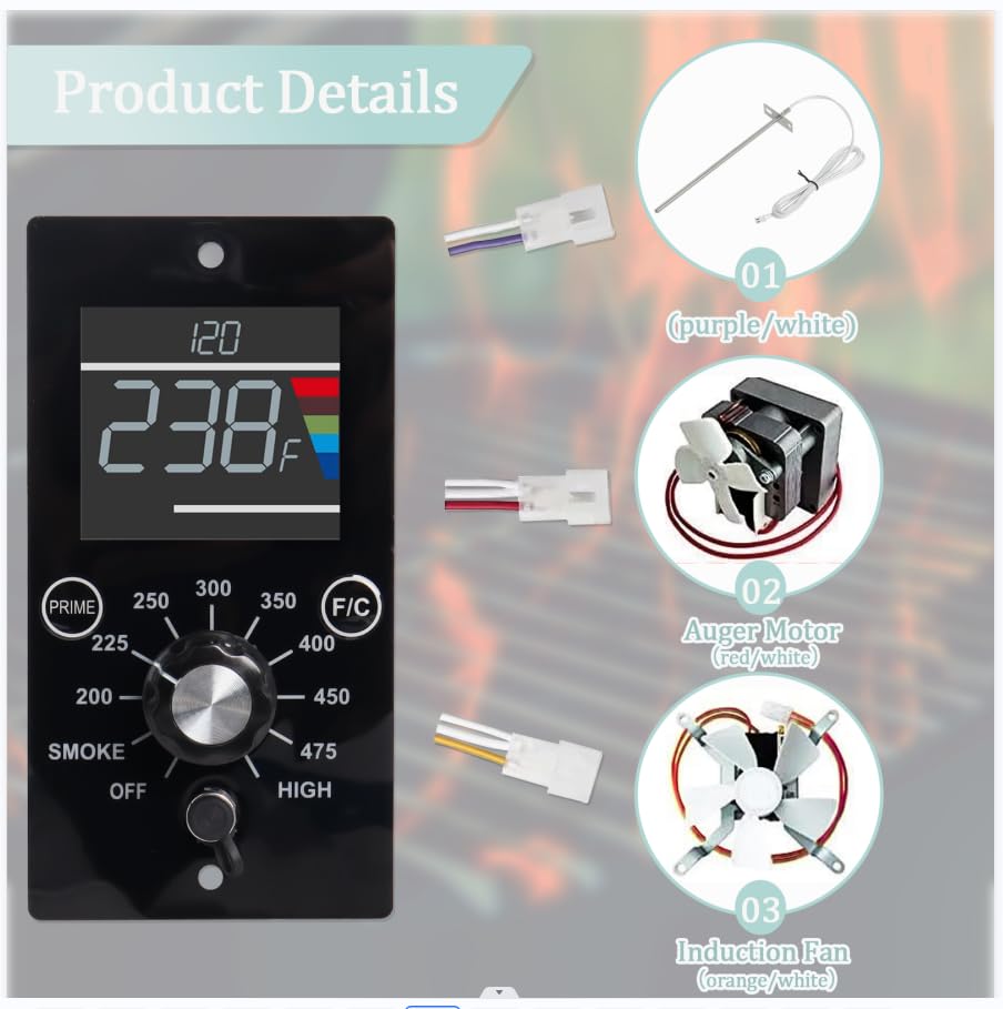 Upgrade Digital Control Board Kit Compatible with Pit Boss Pellet Grills | Mahogany 150PPS BBQ Replacement Panel, Temperature Controller, RTD Sensor Probe, Grill Repair Parts, Digital Display Upgrade - style: Compatible with Pit Boss Table Top Pellet