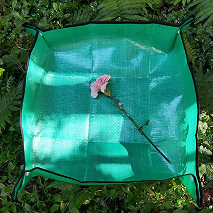 RESTCLOUD Indoor Plant Repotting Mat Potting Tray, Poo Poo Platter for Butterfly Cage, 19.6 x 19.6 Inches, Green, Set of 2 (26 x 26 Inches Set of 2) - size: 26 x 26 Inches Set of 2