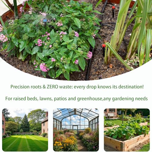 250ft Drip Irrigation Kit, Quick-Connect Plant Watering System for Greenhouse, Automatic Sprinkler System for Yard,Garden Watering Misting with Irrigation Tubing Adjustable Emitter Ground Stake