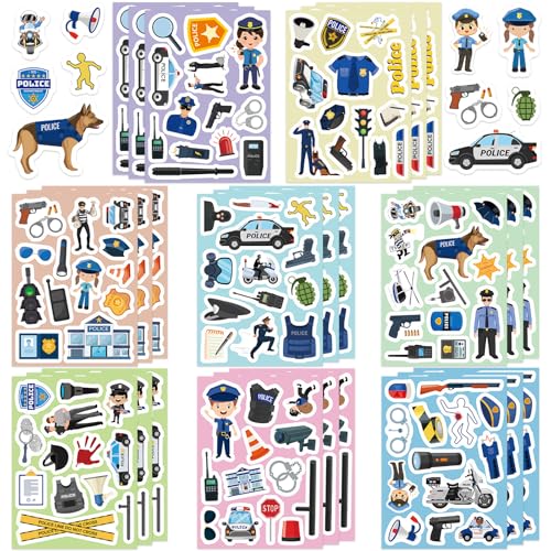 312 Pcs Police Stickers, Cute Cop Sticker Self-Adhesive Police Themed Stickers for Scrapbooks Envelopes Cards Gifts Crafts Party Favors Class Rewards - style: Police