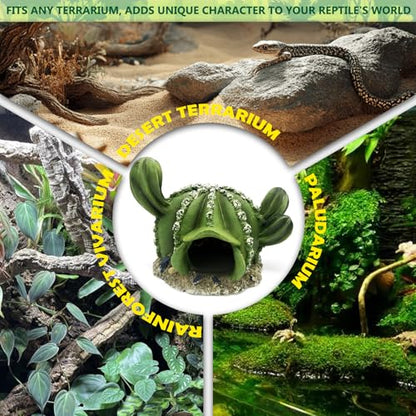 Cactus Reptile Hide Caves Lizard Bearded Dragon Leopard Gecko Hideout Terrarium Tank Accessories Turtle Snake Décor Amphibian Habitat Tortoise Personalized Decoration - style: CACTUS