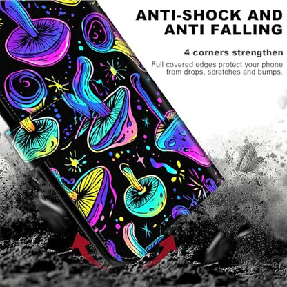for Cricket Outlast 5G 2024 Wallet case with RFID Blocking Credit Card Holder Kickstand, Folio Flip PU Leather Shockproof Protective Cover for AT&T Motivate Pro 5G, Mushrooms 02 - color: Mushrooms 02