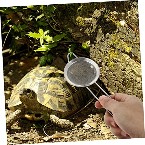 Toyvian Stainless Steel Reptile Sand Sifter Shovel Litter Cleaner 2Pcs | Ergonomic Grip Handle, Silver Finish, for Terrariums and Hermit Crab Bedding, Fits Bearded Dragon Substrates