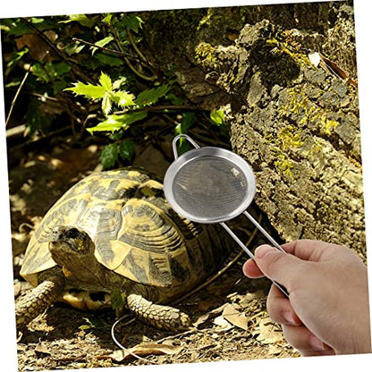 Toyvian Stainless Steel Reptile Sand Sifter Shovel Litter Cleaner 2Pcs | Ergonomic Grip Handle, Silver Finish, for Terrariums and Hermit Crab Bedding, Fits Bearded Dragon Substrates