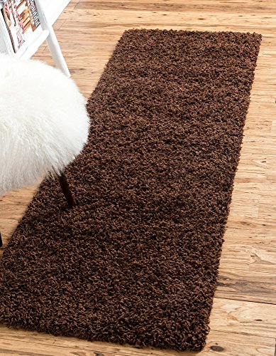 Unique Loom Solid Shag Collection Area Rug (2' 2" x 6' 5" Runner, Chocolate Brown) - color: Chocolate Brown, size: 2'2" x 6'5" (Rectangular)