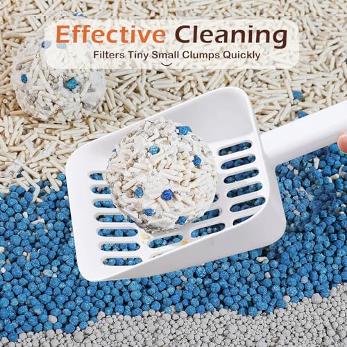 Cat Pooper Scooper, 2 in 1 Cat Litter Scoop with Holder Stand Cat Accessories Cat Supplies Kitty Litter Scoop Heavy Duty and Easy Clean - color: L-White