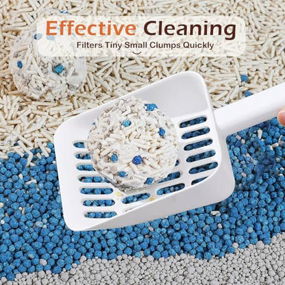 Cat Pooper Scooper, 2 in 1 Cat Litter Scoop with Holder Stand Cat Accessories Cat Supplies Kitty Litter Scoop Heavy Duty and Easy Clean - color: L-White