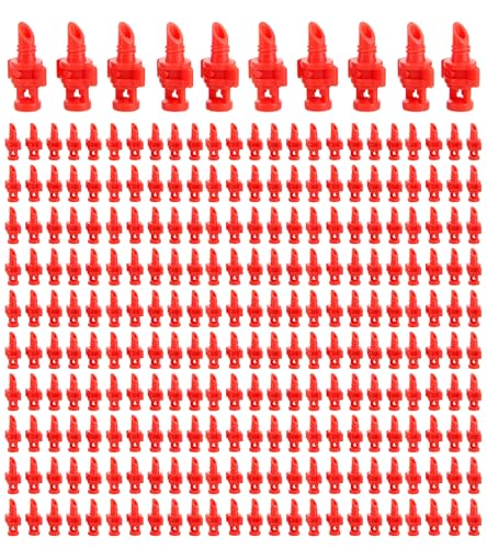 Micro Sprayer Irrigation System 250PCS 360 Degree Misting Nozzle Irrigation | Sprinklers Sprayer For Garden 0.15IN Drill Diameter Not For 1/4 Inch Hose, 360 Degree Cover Area : 0.9 - 1.1 m - size: 250pcs-360DR-Red