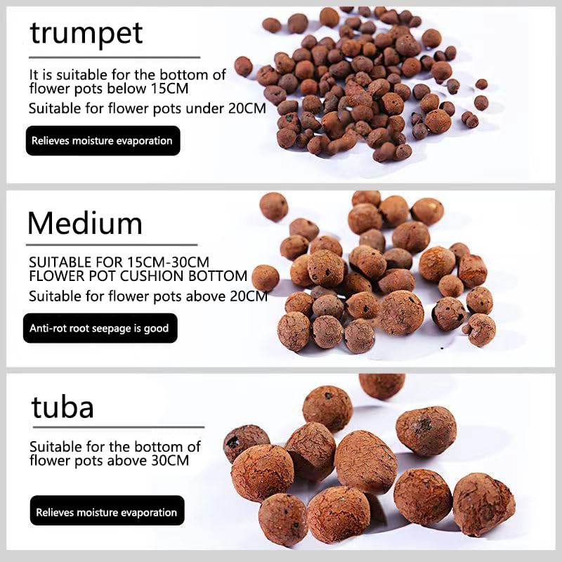 1lb Leca Clay Pebbles for Plant Clay Balls 100% Natural Hydroton Leca Balls for Indoor Plant Planting Gardening Drainage Decoration (5-10mm, 10-15mm, 15-30mm) (10-15mm - 1lb)