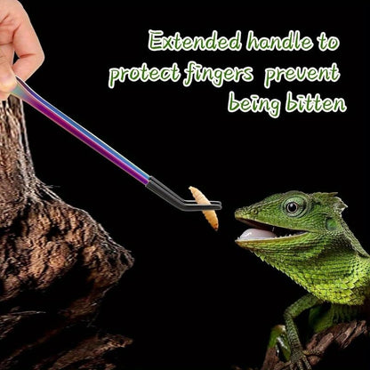 2PCS Long Aquarium Tweezers, 10.6 Inch Stainless Steel Straight & Curved Reptile Feeding Tongs with Soft Rubber Tips, Aquascape Tools for Fish Tank, Terrarium, Bearded Dragon, Lizard & Snake