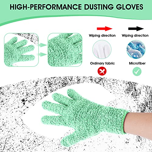 Molain Microfiber Dusting Gloves, Reusable Washable Cleaning Gloves Mittens for Plants House Cleaning Car Blinds Lamps…