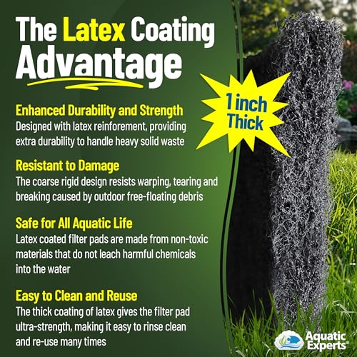 Aquatic Experts Classic Koi Pond Filter Pad COARSE – Black Bulk Roll Pond Filter Media, Rigid Ultra-Durable Latex Coated Fish Pond Filter Material US, (18" x 36") - size: 18" x 36"