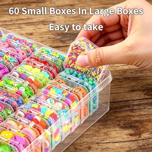 Bead Organizer Box, 61pcs Clear Plastic Storage Containers Set, Large Capacity Small Bead Organizers and Storage Cases with Labels, for Jewelry, Crafts, Diamonds Storage - size: 61 Compartments