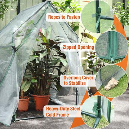 Gardzen Mini Greenhouse with Zipped Mesh Cover 36.2"(L) x36.2(W) x59.5(H) | Steel Frame Portable Outdoor Greenhouse, Enhanced Ventilation, Ideal for Spring, Summer & Fall - size: 36”(L) x36”(W) x59”(H)