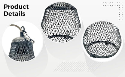 Reptile Heat Lampshade, 7.7 in Ceramic Cover with Dimmer Switch, Anti-Scald Metal Mesh Cage, Anti-Bite Cable Protection for Lizard, Turtle, Parrot, Bulb Not Included