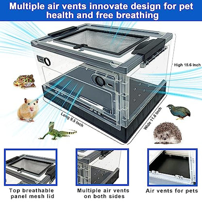 Hamster breeding House Reptile breeding Cages with Wheels (Small Size) - size: 15.6"L x 11.6"W x 9.5"H