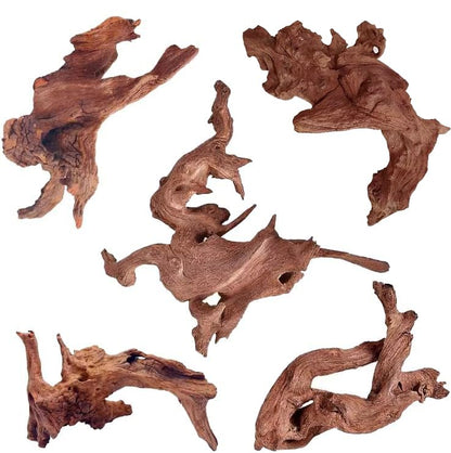 Jorewood Natural Small Aquarium Driftwood for Fish Tanks & Reptile Terrariums – 100% Safe Fish Tank Decorations, Unique Twisted Branches 5-Piece 4-8 Inch Low Tannin, Easy to Sink - size: Mopani Driftwood 4 to 8 Inch (Pack of 5)