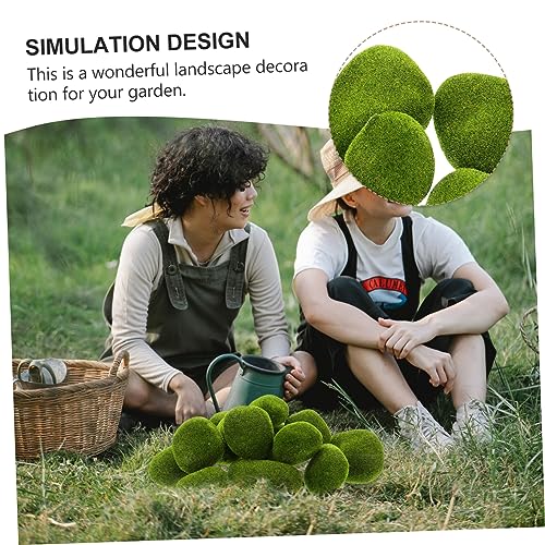 jojofuny 13pcs Artificial Stone Decoration Faux Balls for Decoration Fake Moss Sphagnum Terrarium Preserved Home Accessories Ornament Fairy Garden Decor Moss Stone Green Foam