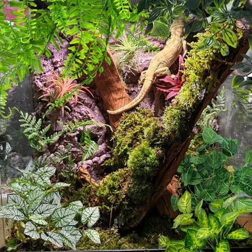 Hamiledyi Reptile Plants for Terrarium Hanging Fake Leaves with Suction Cup | 5 Pack Artificial Snake Foliage, Bearded Dragon Tank Greenery Reptile & Amphibian Habitat Plant for Chameleon Gecko (Style 2) - size: 5 PCS - Style 2