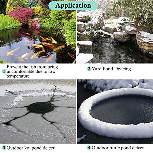 HITOP Outdoor Pond Heater - 150W 300W 600W Aquarium Heater for Small Ponds, Ponds De-icer with Long Cable Wire and Floatable Foam - size: 600W