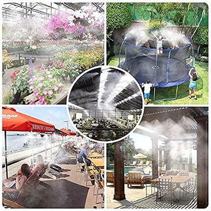 Landgarden Outdoor Misting Cooling System,Misting Line,Brass Mist Nozzles for Patio Garden Greenhouse - color: SHINY BLACK