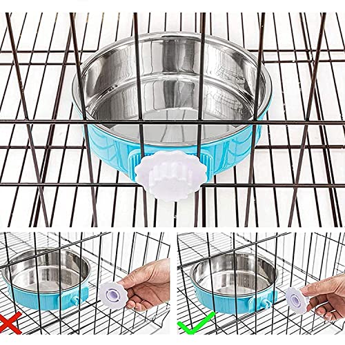 Dog Crate Bowl, Hanging Stainless Steel Removable Pet Crate Water & Food Bowls, Pet Cage Feeder Container Coop Cup for Cat Puppy Birds Rats Guinea Pigs Rabbit Hamster (2PCS) - color: (Round) Orange/Grey