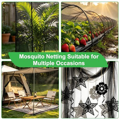 Patio Mosquito Netting, Black 9.8FT×18FT Garden Mesh Netting,Garden Mosquito Net for Plants,Fruits and Vegetables to Repel Flies,Insects & Birds,Mosquito Mesh Screen for Outdoor,Patio,Balcony,Terrace