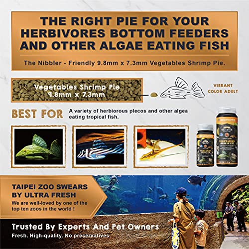 Ultra Fresh Algae Wafers Pleco Food, Spirulina & Algae, Sword Prawns, Balanced Diet, Color Enhancing, All Natural Ingredients, for Algae Eaters, Bottom Feeders, Vegetables Shrimp Pie, 2.12oz - size: 2.12 Ounce (Pack of 1)