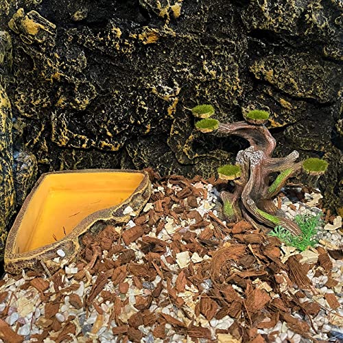 relaqcc Reptile Decor Aquarium Decorations Artificial Moss Resin Fish Tank Rocks Simulation Hollow Tree Leopard Gecko Trunk Accessories Aquarium View(Small) - size: Small-A